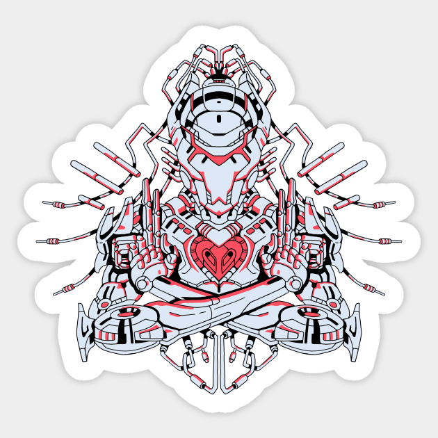 Robot Heart Classy White Sticker by LuigiPunch